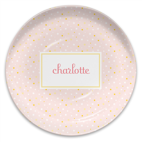 Pink Twinkle Stars Melamine Plate